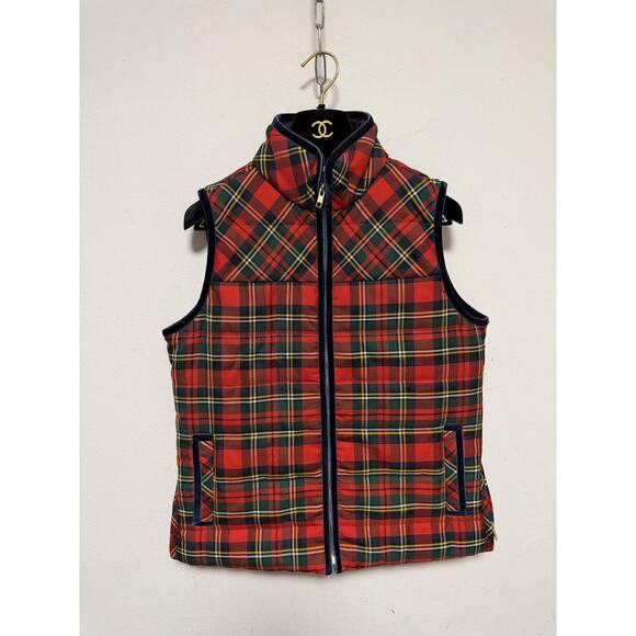 J Crew Vest Womens Small Red Plaid Wool Blend Puffer Quilted Zip Up Sleeveless - Picture 5 of 12